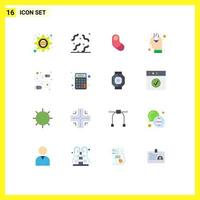 16 Flat Color concept for Websites Mobile and Apps usb cable baby public opinion marketing Editable Pack of Creative Vector Design Elements