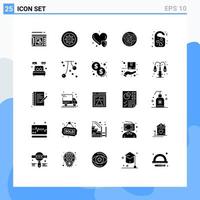 User Interface Pack of 25 Basic Solid Glyphs of labyrinth challenge pie business insurance Editable Vector Design Elements