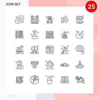 conjunto de pictogramas de 25 líneas simples de griego antiguo esperando flecha derecha elementos de diseño vectorial editables vector
