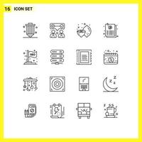 Modern Set of 16 Outlines and symbols such as flag page team work email fruit Editable Vector Design Elements