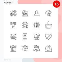 16 Universal Outlines Set for Web and Mobile Applications work life account balance research Editable Vector Design Elements