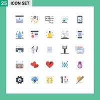 Pictogram Set of 25 Simple Flat Colors of cell infusion configuration herbal tea movie reel Editable Vector Design Elements