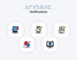 paquete de iconos llenos de línea de notificaciones 5 diseño de iconos. notificación. alarma. darse cuenta. silbar. notificación vector