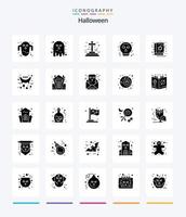 Creative Halloween 25 Glyph Solid Black icon pack  Such As book. guy fawkes. scary. face. halloween vector