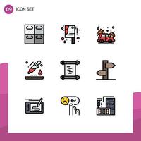 Set of 9 Modern UI Icons Symbols Signs for holiday manuscript firefighter log science Editable Vector Design Elements