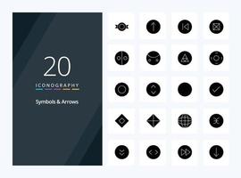 20 Symbols  Arrows Solid Glyph icon for presentation vector