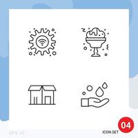 4 Creative Icons Modern Signs and Symbols of gear sale wifi drink cleaning Editable Vector Design Elements