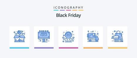 Black Friday Blue 5 Icon Pack Including sales. sales. big sale. delivery. black friday. Creative Icons Design vector