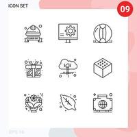 9 Universal Outlines Set for Web and Mobile Applications love gift error summer plastic Editable Vector Design Elements