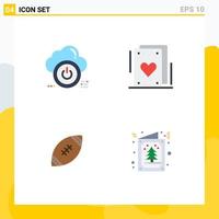 4 concepto de icono plano para sitios web móviles y aplicaciones cerrar bola nube circo nfl elementos de diseño vectorial editables vector