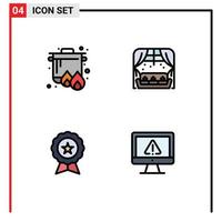 Modern Set of 4 Filledline Flat Colors and symbols such as boil ecommerce cooking window guarantee Editable Vector Design Elements