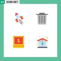 Modern Set of 4 Flat Icons and symbols such as space craft study rocket recycle school Editable Vector Design Elements