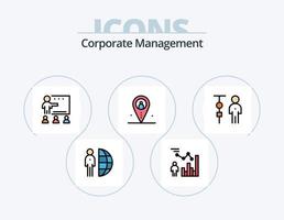 paquete de iconos lleno de línea de gestión corporativa 5 diseño de iconos. mente. negocio. persona. organización. liderazgo vector