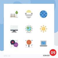 Pack of 9 Modern Flat Colors Signs and Symbols for Web Print Media such as pc device telephone monitor education Editable Vector Design Elements