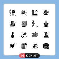 User Interface Pack of 16 Basic Solid Glyphs of egg web camera on web cam ruler Editable Vector Design Elements