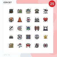 Set of 25 Modern UI Icons Symbols Signs for cocktail transport environment cargo protection Editable Vector Design Elements