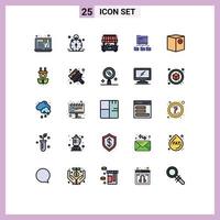 25 User Interface Filled line Flat Color Pack of modern Signs and Symbols of e box city computing folders Editable Vector Design Elements