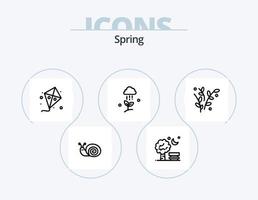 Spring Line Icon Pack 5 Icon Design. egg. spring. flower. date. calendar vector