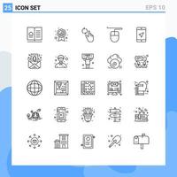 Set of 25 Modern UI Icons Symbols Signs for service location finger mobile hardware Editable Vector Design Elements