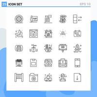 Set of 25 Modern UI Icons Symbols Signs for column development ballot coding junk Editable Vector Design Elements