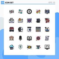 Universal Icon Symbols Group of 25 Modern Filled line Flat Colors of web music bluetooth maracas sharing Editable Vector Design Elements