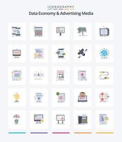 Creative Data Economy And Advertising Media 25 Flat icon pack  Such As marketing. campaigns. web. promo. advertising vector