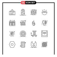 Set of 16 Vector Outlines on Grid for development nest shui egg celebration Editable Vector Design Elements