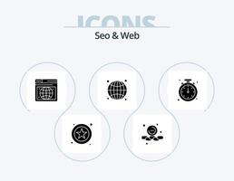 seo y web glyph icon pack 5 diseño de iconos. móvil. alerta. web. alarma. posicionamiento web vector