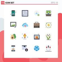 16 Creative Icons Modern Signs and Symbols of syncing photo contact image seminar Editable Pack of Creative Vector Design Elements