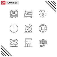 Outline Pack of 9 Universal Symbols of basic liquid hardware humidity tumbler Editable Vector Design Elements