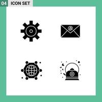4 iconos creativos signos y símbolos modernos de configuración de comunicación por correo electrónico de Internet elaboran elementos de diseño vectorial editables vector
