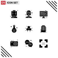 9 Universal Solid Glyph Signs Symbols of structure valentine process perfume marriage Editable Vector Design Elements