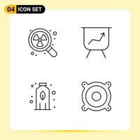 Set of 4 Modern UI Icons Symbols Signs for nuclear devices search bottle speaker Editable Vector Design Elements