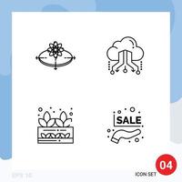 4 Universal Line Signs Symbols of business online innovation link grower Editable Vector Design Elements