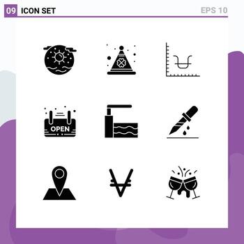 User Interface Pack of 9 Basic Solid Glyphs of pool signage irish shop marketing Editable Vector Design Elements