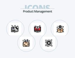 línea de gestión de productos llena de icono paquete 5 diseño de iconos. administración. datos. tecnología. negocio. paquete vector