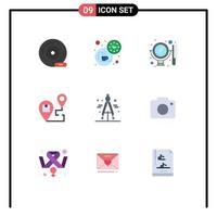 conjunto de 9 iconos modernos de la interfaz de usuario signos de símbolos para el envío ubicación tiempo destino conjunto elementos de diseño vectorial editables vector