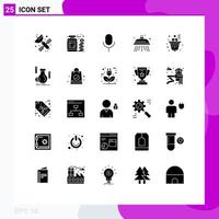 25 Universal Solid Glyphs Set for Web and Mobile Applications investment business mic shower water Editable Vector Design Elements