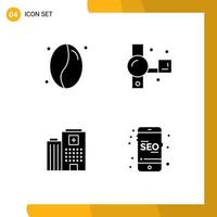 User Interface Pack of Basic Solid Glyphs of coffee madical camcorder recording care Editable Vector Design Elements