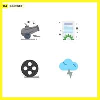 4 Flat Icon concept for Websites Mobile and Apps cannon movie ramadan settings cloud Editable Vector Design Elements