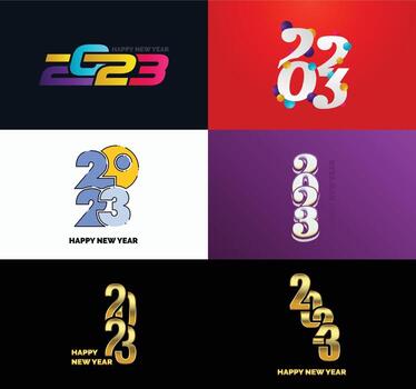 Big Set of 2023 Happy New Year logo text design 2023 number design template vector