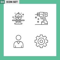 4 Creative Icons Modern Signs and Symbols of sweet user construction tool detail Editable Vector Design Elements