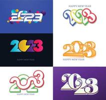 Big Collection of 2023 Happy New Year symbols Cover of business diary for 2023 with wishes vector