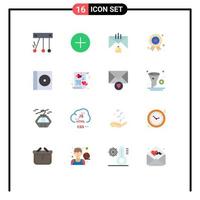 16 User Interface Flat Color Pack of modern Signs and Symbols of compact medal communication independence day holiday Editable Pack of Creative Vector Design Elements