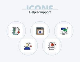 Help And Support Line Filled Icon Pack 5 Icon Design. gear. message. approved. help. vector