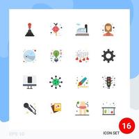 Modern Set of 16 Flat Colors and symbols such as helmet manager train executive consultant Editable Pack of Creative Vector Design Elements