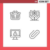 Stock Vector Icon Pack of 4 Line Signs and Symbols for basket information shopping business operations security Editable Vector Design Elements