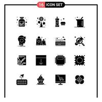 Set of 16 Modern UI Icons Symbols Signs for googles chemistry bathroom biology bigger Editable Vector Design Elements