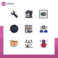 9 User Interface Filledline Flat Color Pack of modern Signs and Symbols of box sperm mixer medicine cells Editable Vector Design Elements