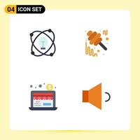 Group of 4 Flat Icons Signs and Symbols for idea economy drawing honey dollar business Editable Vector Design Elements